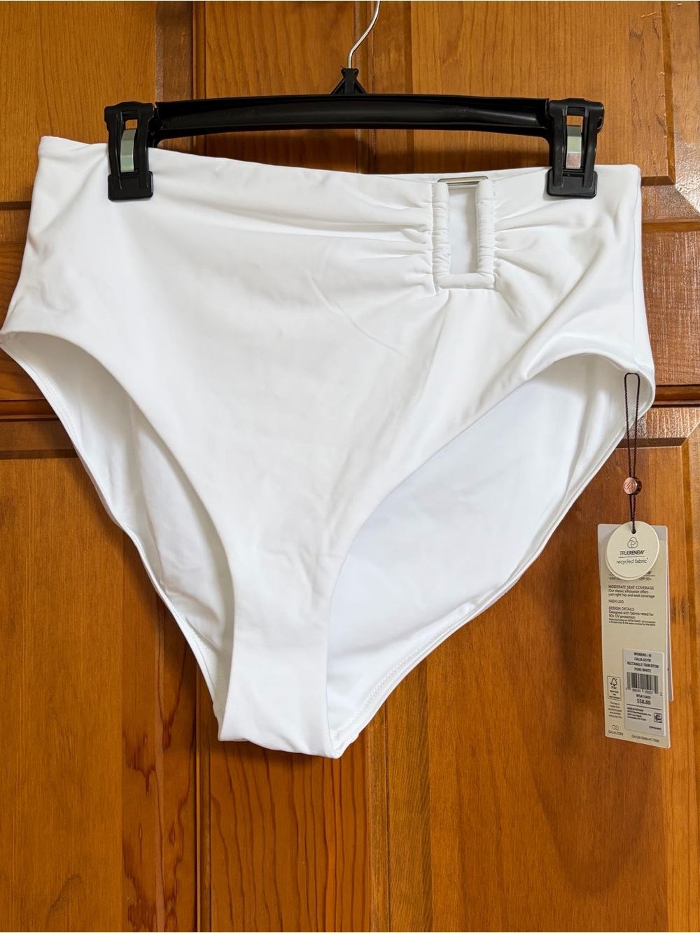 Calia Pure White Rectangle Trim Bikini Bottom